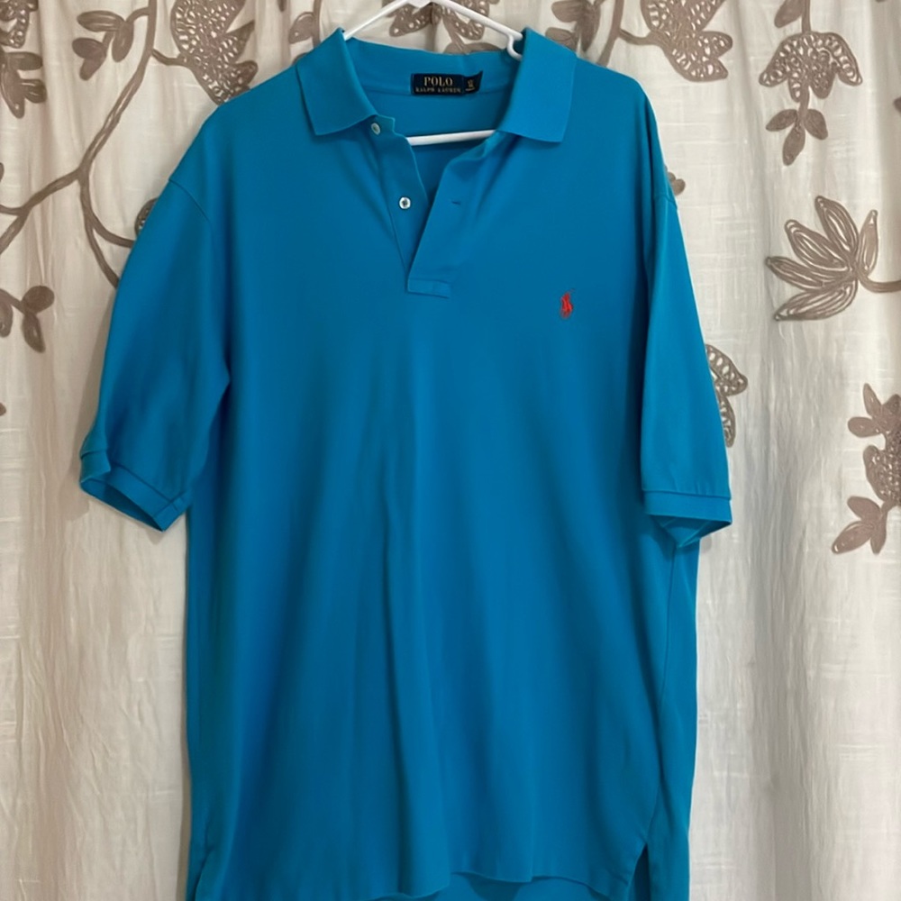 Polo Ralph Lauren polo men’s large tall turquoise blue with red emblem